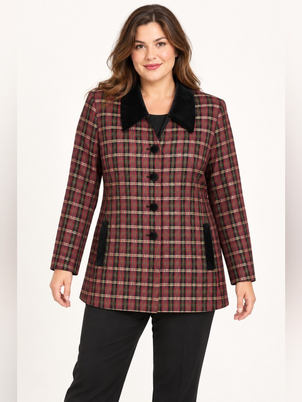Chad Stevens Plaid Blazer 16 Metallic Velvet USA Vintage